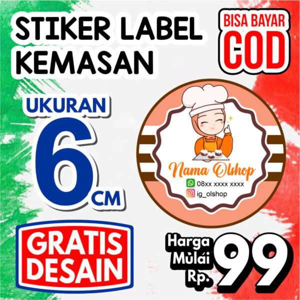 Stiker Label 6 cm Kemasan Makanan Minuman Olshops Hampers Murah