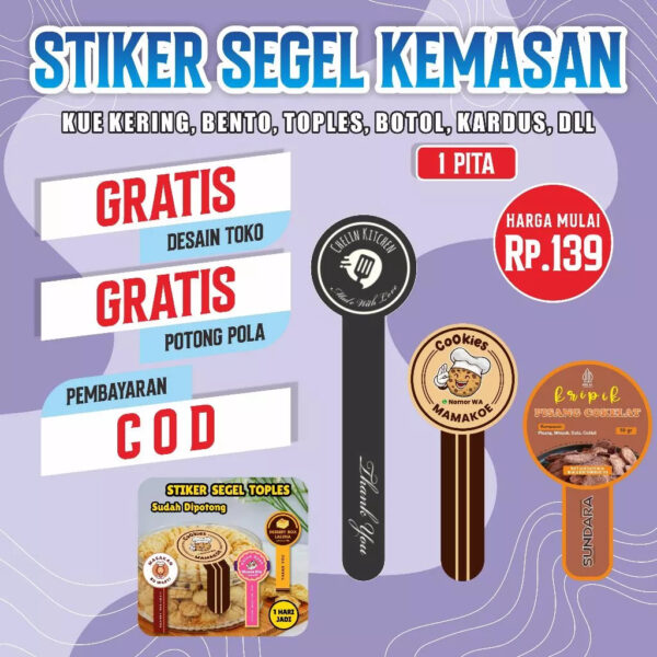 Stiker Segel Kemasan Toples/Kue Kering/Bento/Botol/Kardus Dll