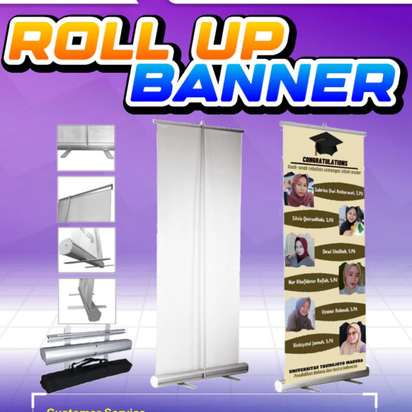 CETAK ROLL UP BANNER KECIL BAHAN BAGUS BANNER VERTICAL ROLL BANNER (60 X 160 CM)