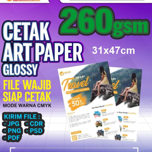 CETAK ART PAPER 260 GSM A3+ BROSUR / BUKU KENANGAN / POSTER / FLAYER FULL COLOUR TERMURAH