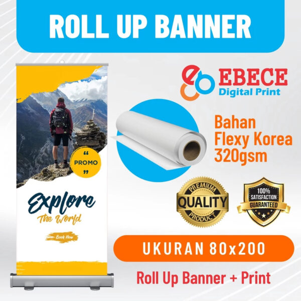 CETAK ROLL UP BANNER BESAR BAHAN BAGUS BANNER VERTICAL ROLL BANNER (80 X 200 CM)