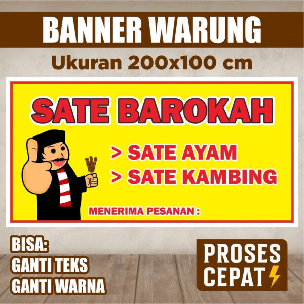 Cetak Spanduk / Banner Warung SATE Makanan Ringan Camilan